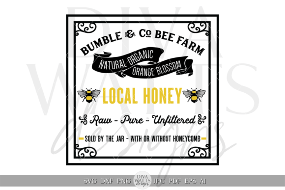 Bee Farm Local Honey Label Clipart SVG Review