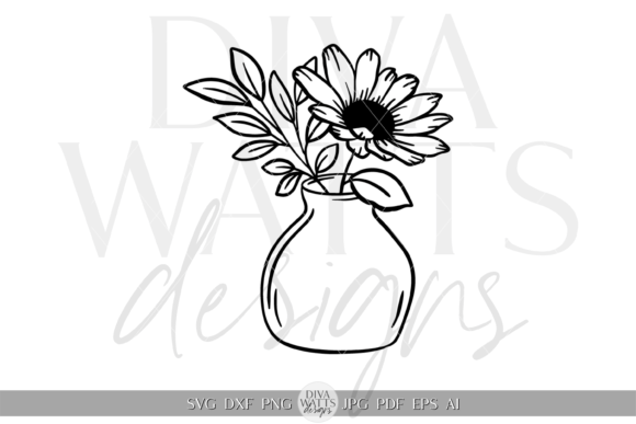Daisy in Vase Silhouette Design SVG Review