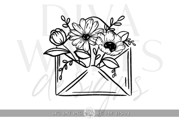 Flowers in Envelope Silhouette Art SVG Review