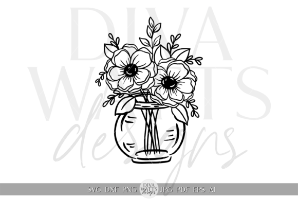 Flowers in Vase Silhouette Design SVG Review