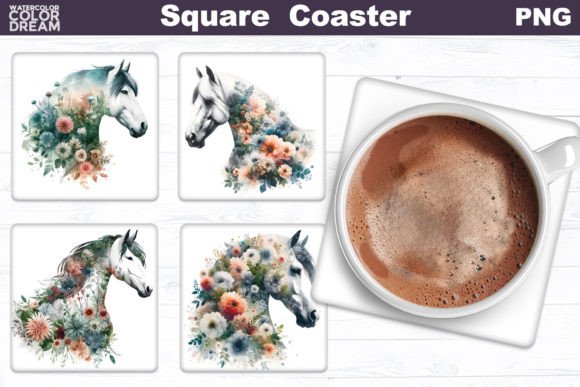 Horse Flowers Square Coaster Double Ex Review