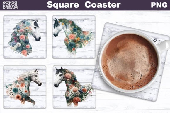 Horse Flowers Square Coaster Embroidery Design Review