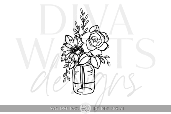 Mason Jar Arrangement Graphic SVG Review