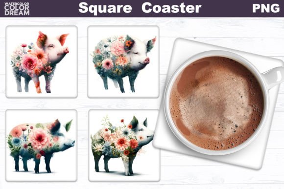 Pig Flowers Square Coaster Embroidery Design Review