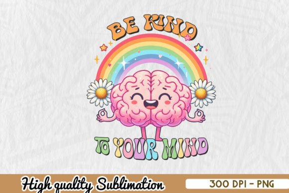 Retro Brain Floral Mental Health PNG Review