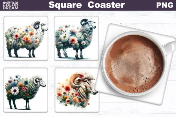 Sheep Flowers Square Coaster Design Review