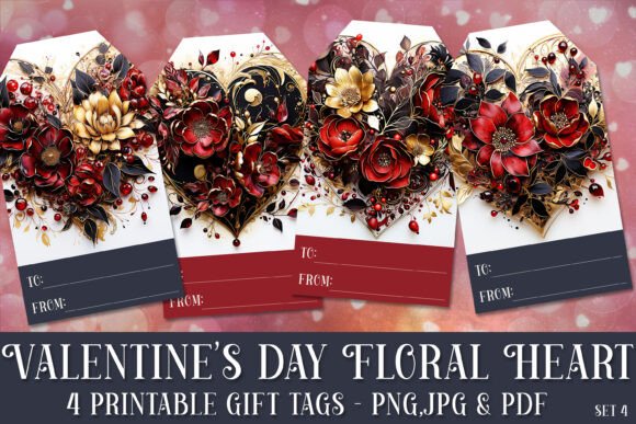 Valentine s Day Floral Heart Gift Tags 4 Review