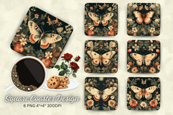 Vintage Moth and Floral Square Coaster D Review